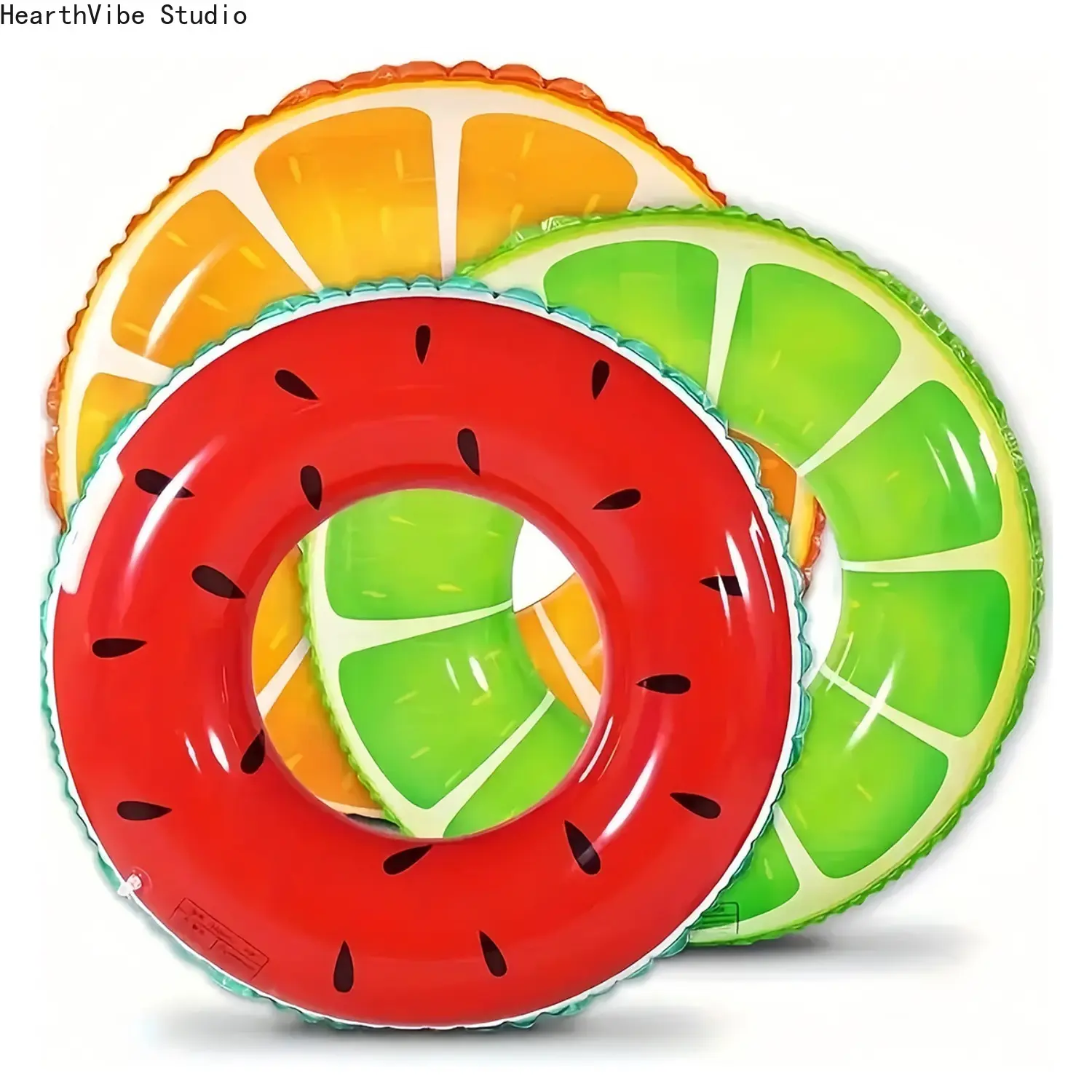 Inflatable Fruit Swim Ring Pool Float - Simulation Fruit Print, Novelty Design Swim Gear for Summer Pool Fun, Outdoor Water Party Use