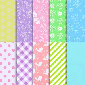 SANNIX 100 Sheets Spring Easter Tissue Paper Pink Green Blue Bulk Gift Wrapping Paper for Easter Gift Wrapping DIY Crafts Birthday Party Spring Decoration 19.7 ×13.8 Inch (10 Patterns)
