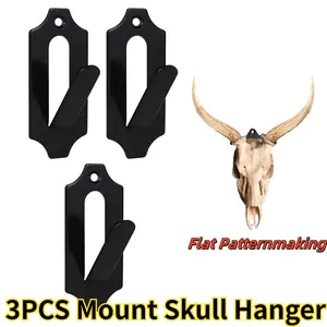 Black 3 Pcs Skull Wall Mount Bracket Hangers for Deer Mule Antelope Coyote and Small Game Animals - Complete with simple & easy Installation Kits - Suitable for Indoor or Outdoor Use - Tools & Hardware.