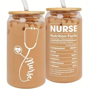 Lady Nurse Gift 16 Oz Coffee Cup Tumbler Drinkware, Nurse Thank You Gift for Graduation, Valentine and Appreciation, Unique Nurse Gift Set