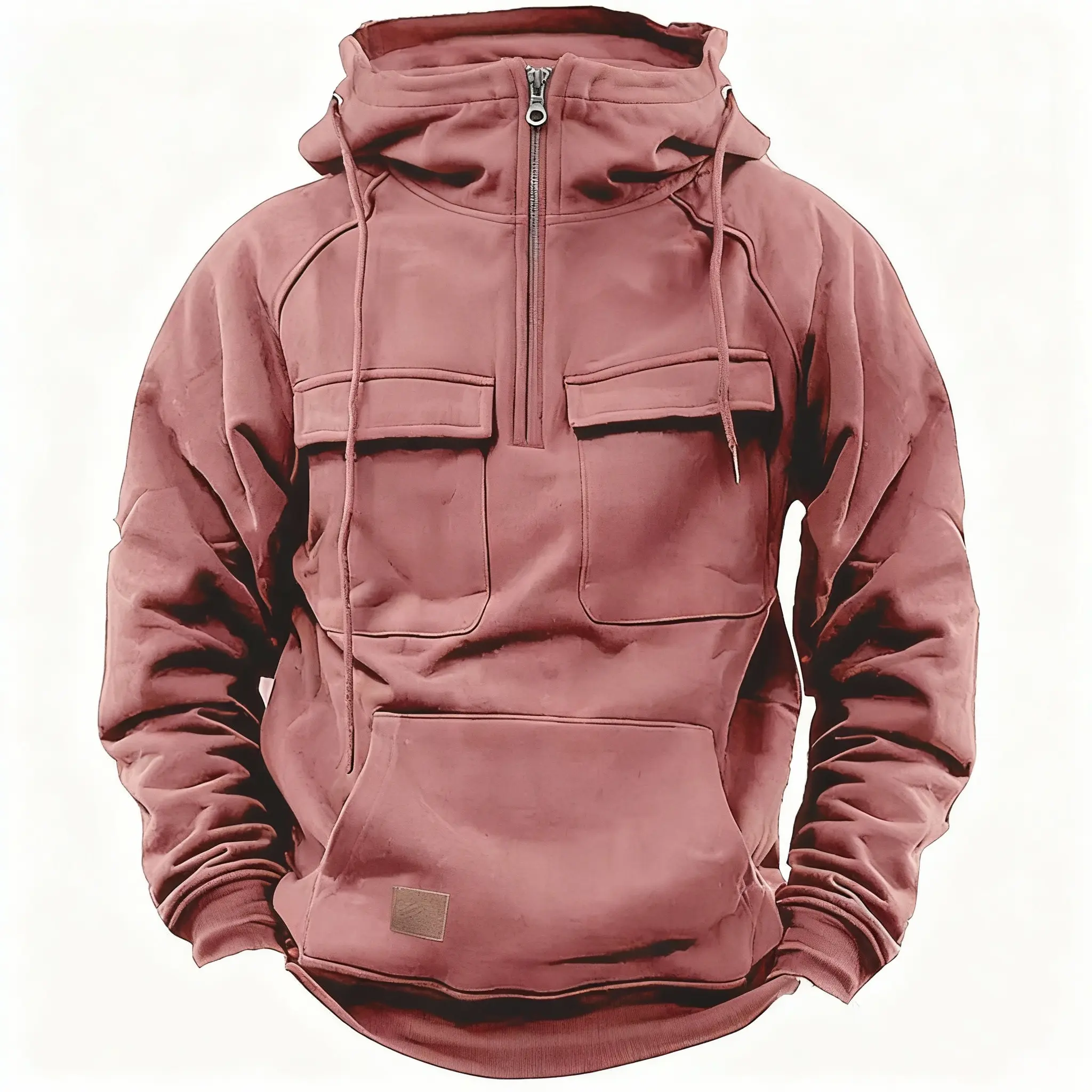 Half Zipper Men's Tactical Hoodies Solid Warm Fleece Military Sweatshirts Multi Pockets Male Hooded Jackets Thick Outdoor Polar Autumn winter Casual Fitness Menswear Pullover