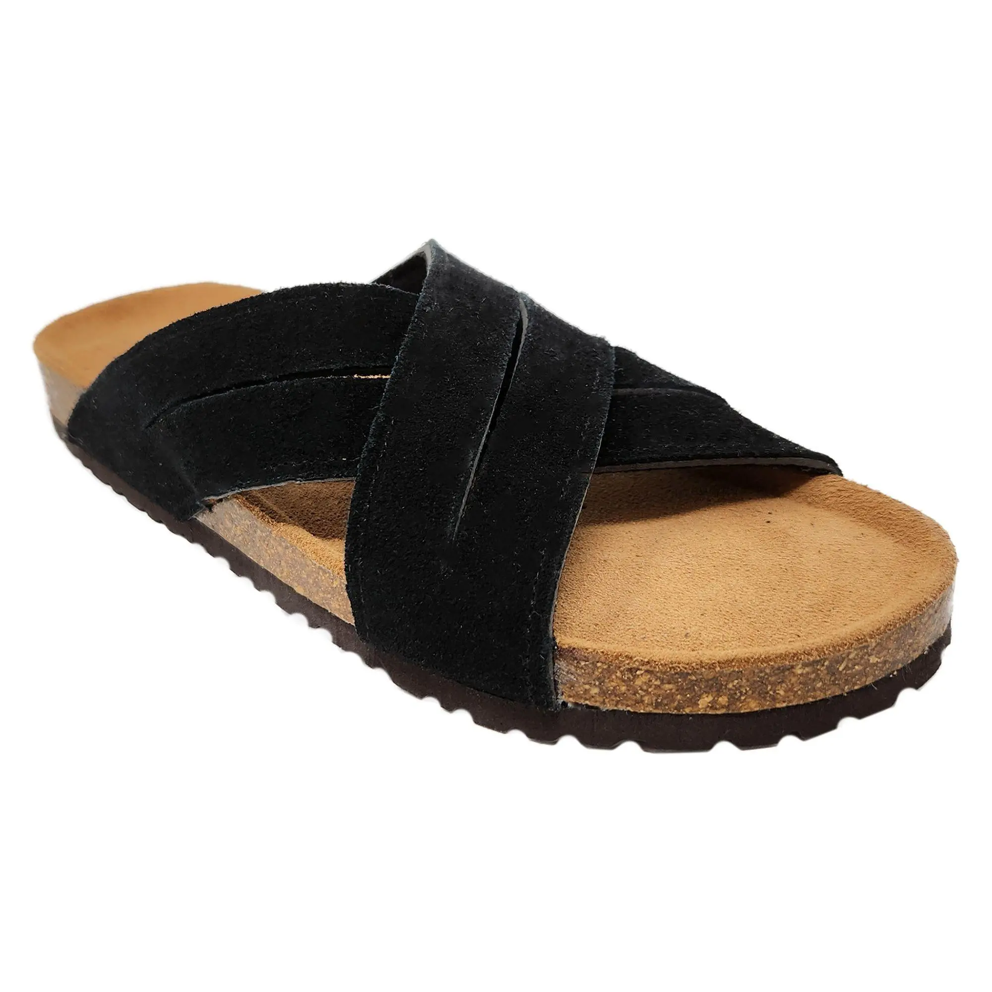 Gaahuu Women's Leather Criss Cross Footbed Sandal