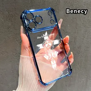 Compatible with iPhone 17 16 Pro Max 15 Plus 14 13 12 11 E Air Phone Case Minimalist Religious Cross Pattern Transparent Full Coverage Four Corners Anti-drop Casing