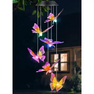 Butterfly Wind Chimes, Solar Wind Chimes/Wind Chimes for Outside Color Changing (Gifts for mom/ for Grandmom/ for Women) Thanksgiving  Butterfly