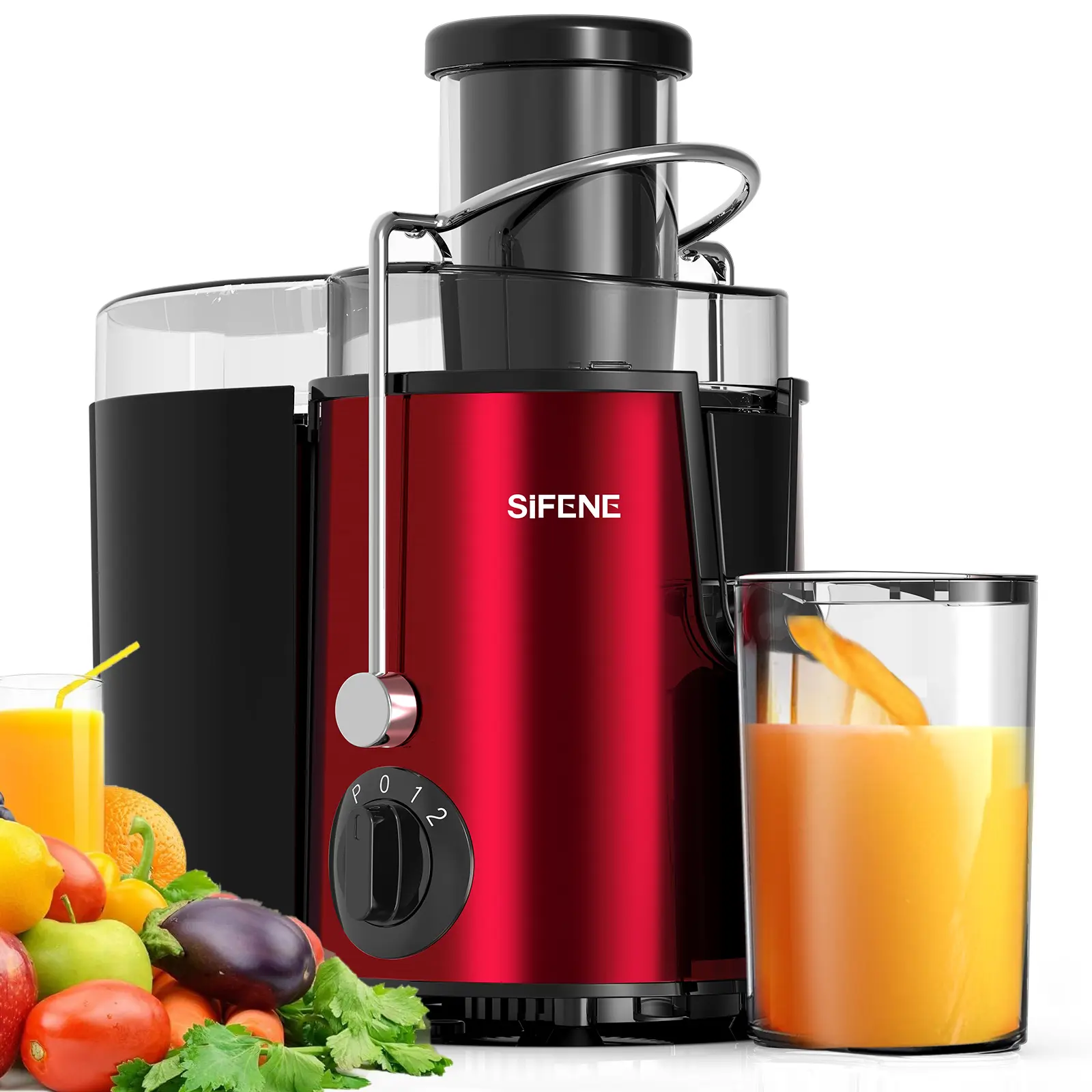 SIFENE 400W Centrifugal Juicer Machine & Blender Combo, 65mm Wide Feed Chute Juice Extractor, Stainless Steel, BPA-Free, 3-Speed Control, Safety Lock, Easy Clean for Fruits and Vegetables Durable Convenience