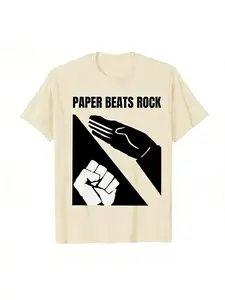 Paper Beats Rock Meme T-shirt for Men and Women  Short-sleeved Top Comfortable and Casual Style
