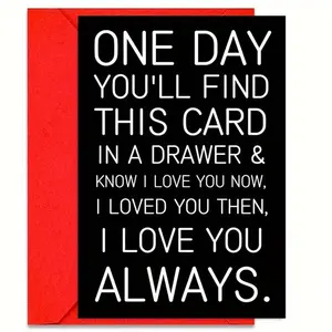 One Day You'll Find Out Lettering Greeting Card with Envelope, 1 Count Creative Lettering Card, Sweet Love Words, Custom Message Card, Gift Card for Any Recipient, Positive Message Card