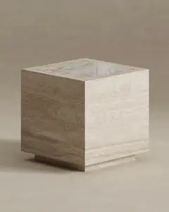 Palermo Honed Travertine Onyx Side Table 20x20 Beige Natural Stone