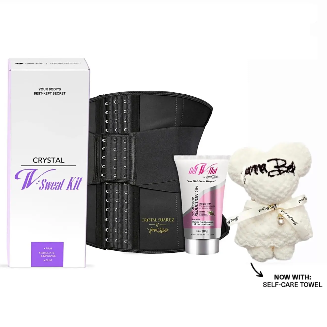 Crystal V-Sweat Kit - Double Elastic Waist Belt for Women, 11.5" Front & 9.5" Back, 3 Rows of Hooks, Shapewear for Gym & Daily Use, Empowering Style & Functionality