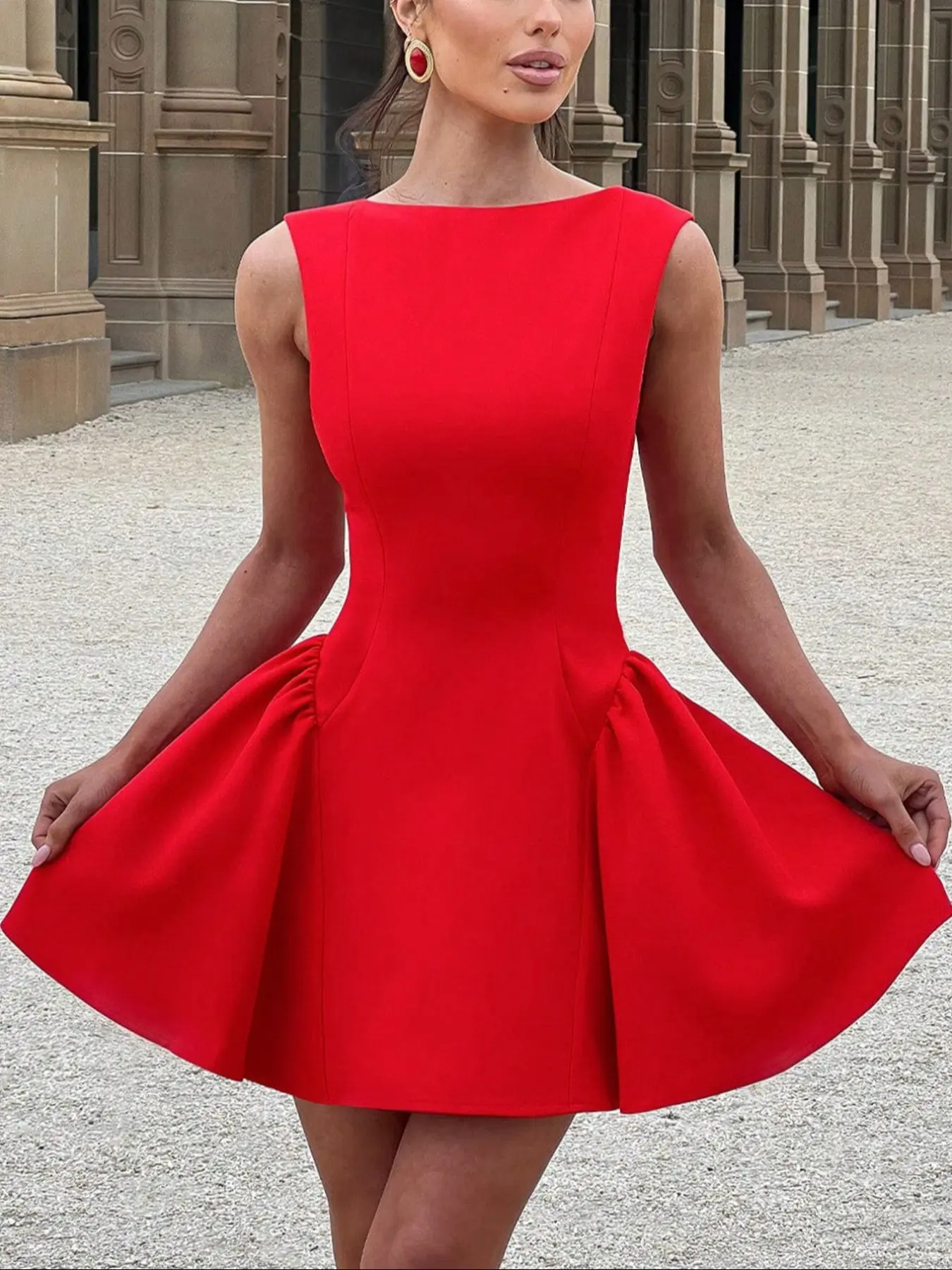 open lace back dress Tally Red Knee Length Dress – Finery London main image 0