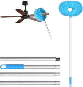 Ceiling Fan Cleaner Duster with Extension Pole, Adjustable from 13 to 49.7 Inches, Removable Fan Blade Cleaner (Blue)
