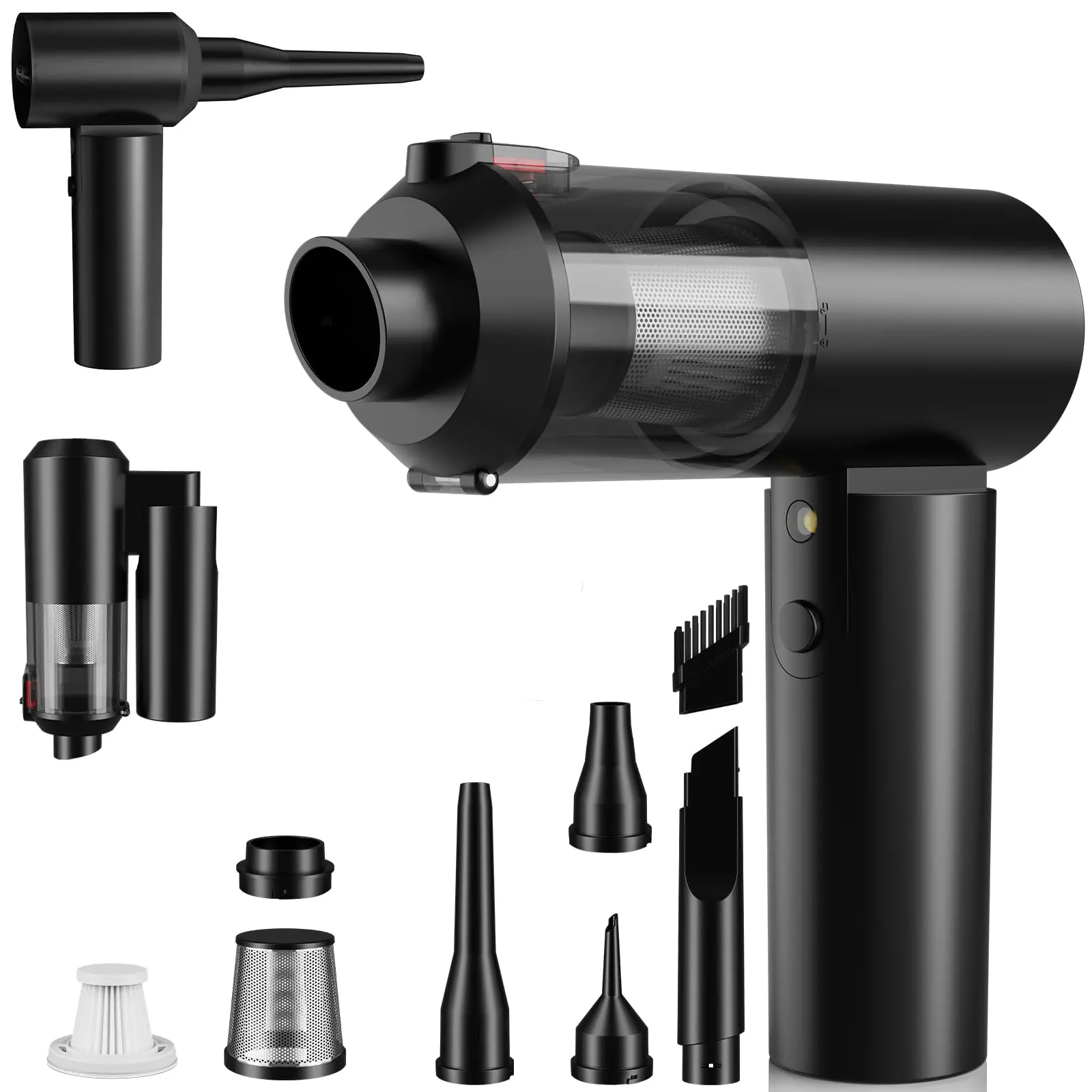 NUNET Cordless Portable Car Handheld Vacuum - 15000PA Ultra Suction, 4-in-1 Foldable Air Duster, Brushless Motor, Rechargeable for Pet Hair, Car Seats (Ideal for Father's Day, Birthdays)