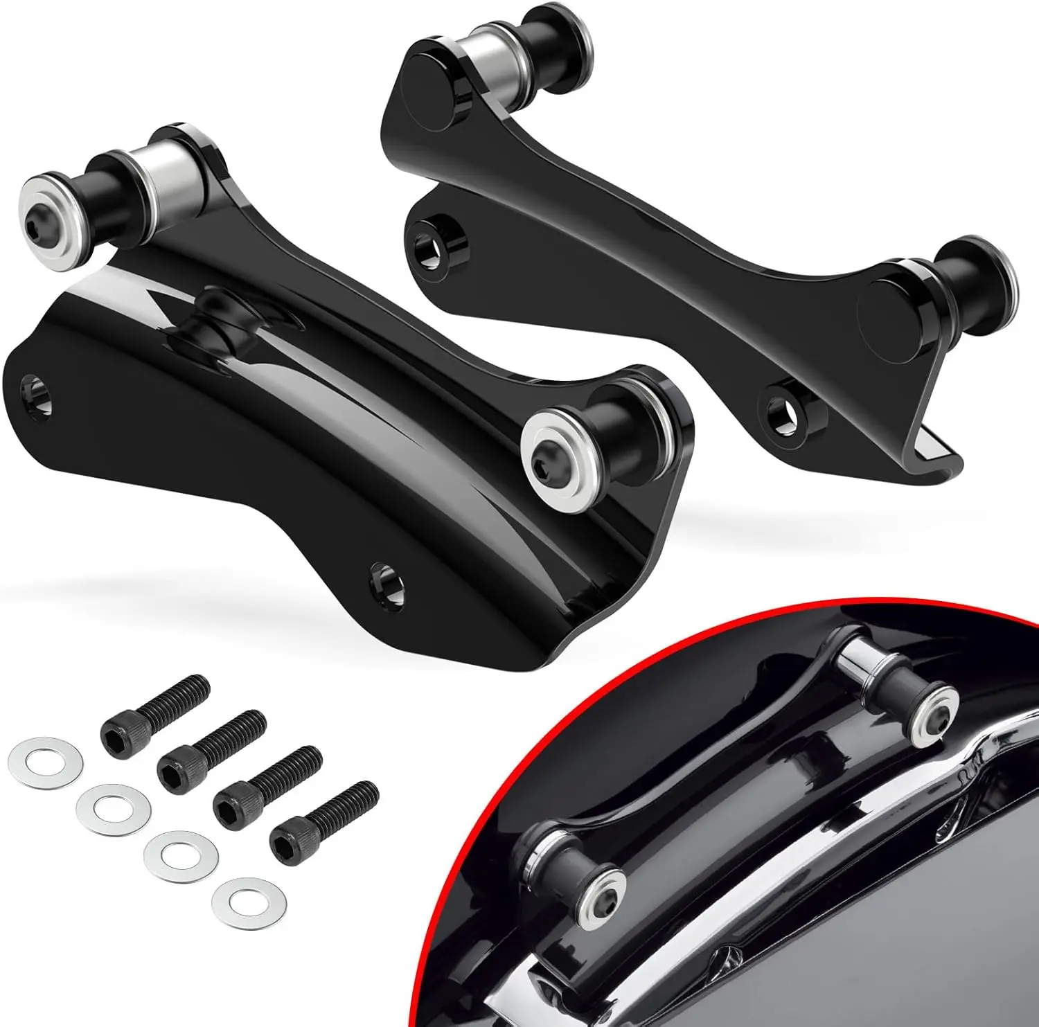 Steel 4-Point Docking Hardware Kit with Factory-Style Appearance, Secure Mount & Accessory Fit for Harley Touring 2014-2024 Street Glide, Road King, Electra Glide (Vivid Black)