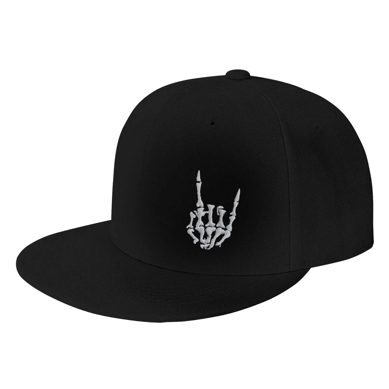 Skeleton Hand Hat, Comfortable Relaxation Skull Finger Flat Brim Bill Baseball Cap, Washable   Outdoor Sports Plain Skeletal Design Fit Snapback Hats Cotton Cap High Quality Hat