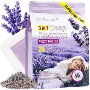 Natural Foot Pads - Lavender Bamboo Vinegar - Premium Foot Care - Soothing Nighttime Ritual - Comforting Aromatherapy Experience - 24 Pads (Pack of 1)