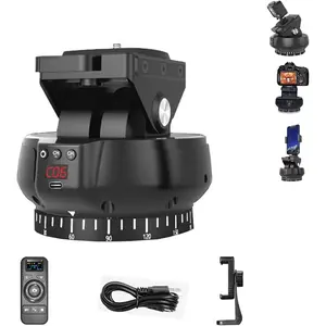 YT-1200 Auto Motorized Rotating Panoramic Head with Remote Control 328FT Remote Control Distance Pan Tilt Video Tripod Head Stabilizer for Smartphone Cameras Mirrorless Camera Portable Adjustable