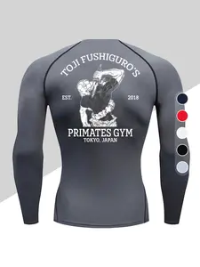 Men's Quick-Dry Fitness Shirt, High Stretch Long Sleeve, Tight-Fit High Neck, Ideal for Gym, Boxing, Training, All-Season Sports Wear