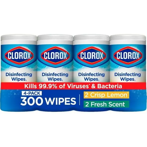 Clorox Bleach-Free Disinfecting and Cleaning Wipes, 75 Count Each, 4 Pack