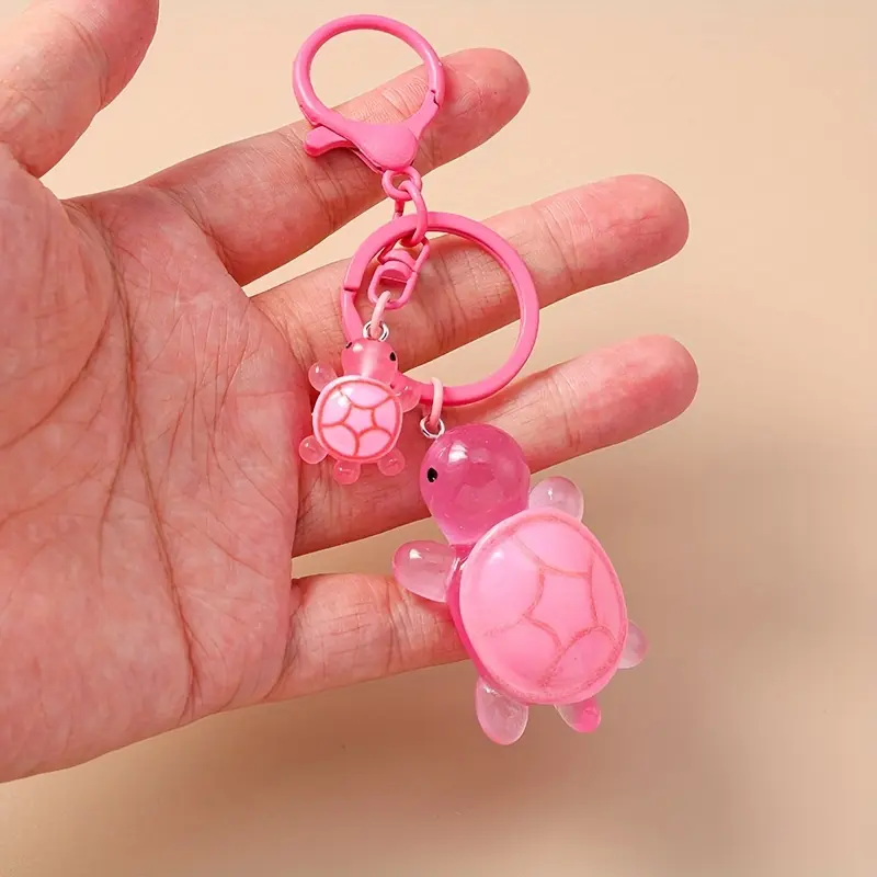 1pc Cute Turtle Keychain, Cute Keychains - Cartoon Animal Design, Vibrant Colors, Durable Plastic Shell with Metal Ring Clasp