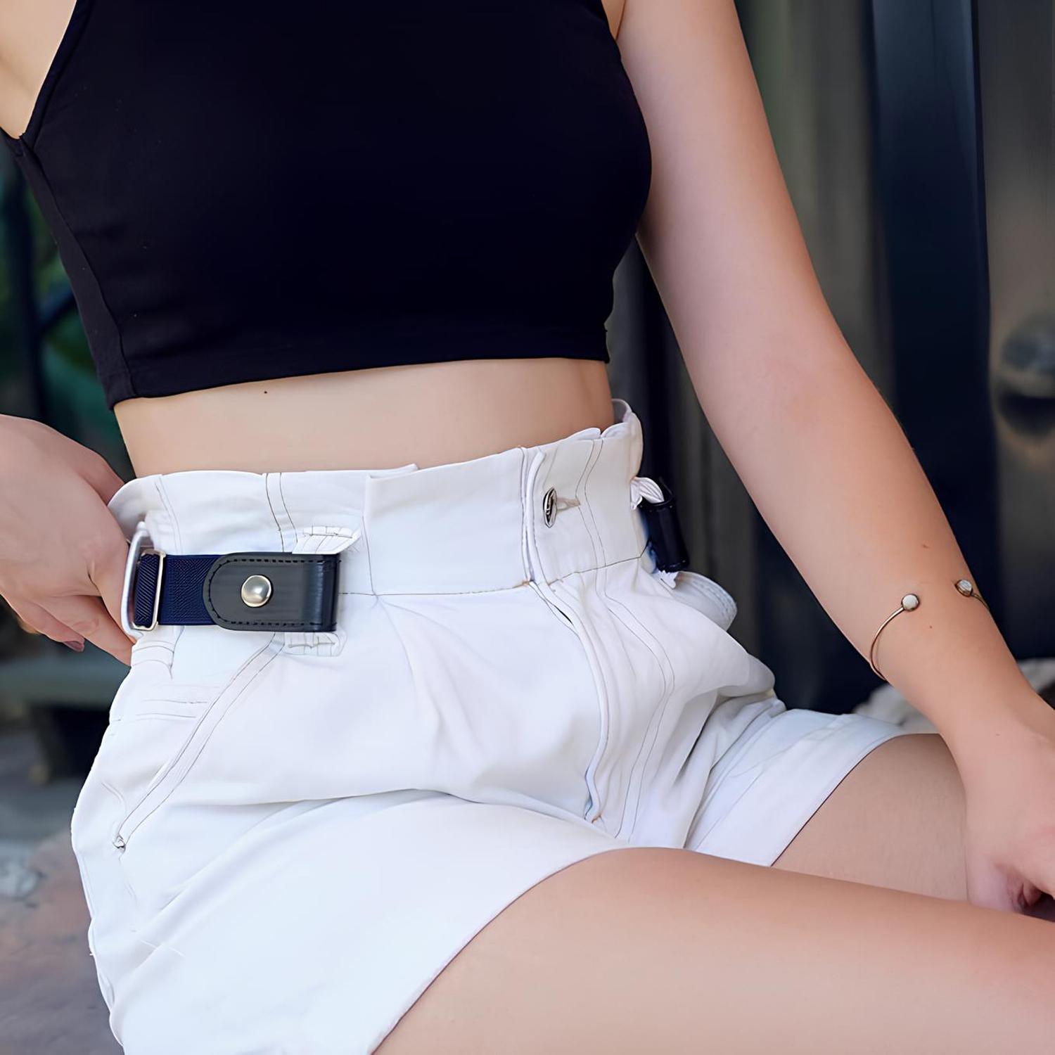 No Buckle Elastic Belt for Men & Women, Adjustable Invisible Stretch Belt with No Bulge for Jeans & Casual Outfits