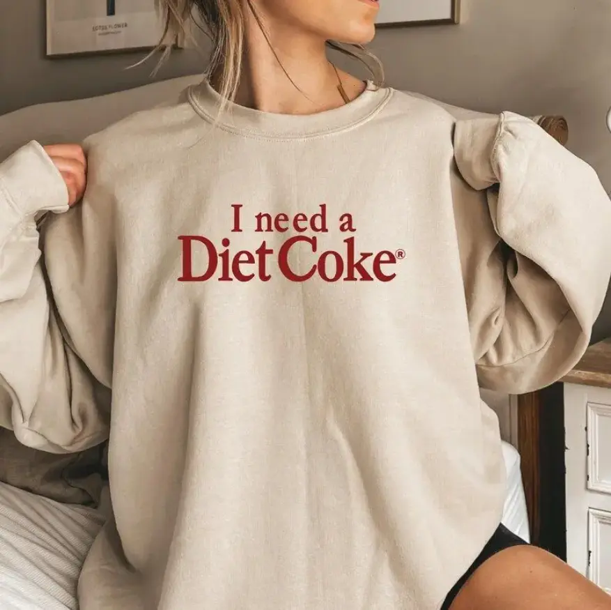 I Need A Diet Coke Sweatshirt, Funny Soda Lover Crewneck, Caffeine Addict Shirt, Retro Beverage Pullover