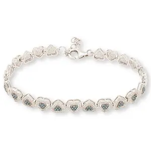 Colleen Lopez Sterling Silver Blue & White Diamond Heart Bracelet