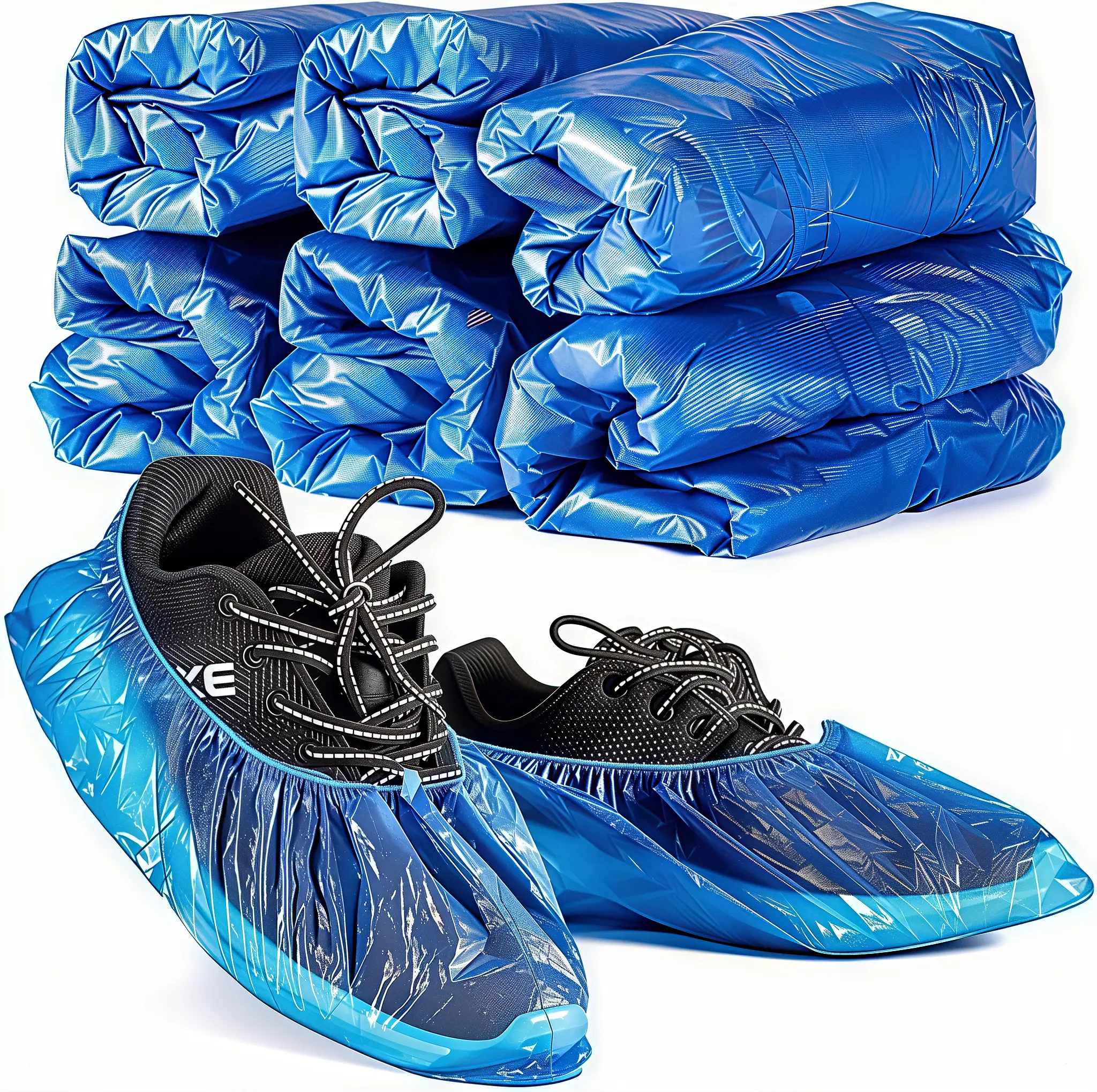 60 Pack (30 Pairs) Shoe Covers - Boot Covers Plastic Disposable Waterproof Shoe Covers for Men and Women Fits All Sizes of Shoes for House Cleaning Household Items