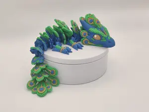 8.5" Baby Peacock Dragon – 3D Printed Articulated Dragon Toy