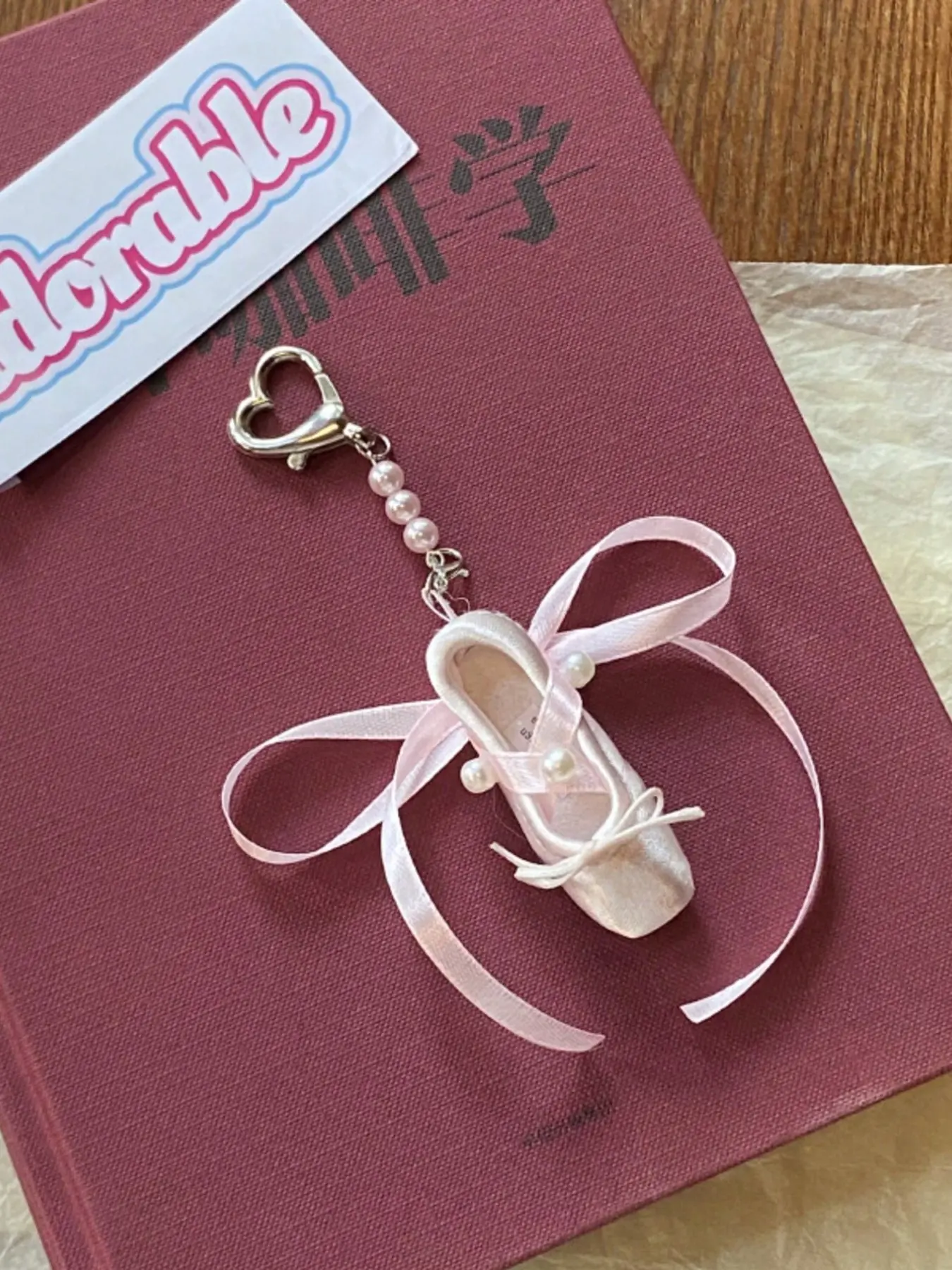 Satin Ballet Shoe Keychain, Elegant Ballet Shoe Accessory, Bag Charm, Wedding Favor, Women's Birthday Gift, Handmade, Cute Keychains, Girly Keychain