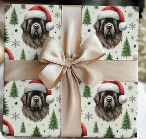 Newfoundland Dog Christmas Wrapping Paper: Festive Santa Puppy Gift Wrap