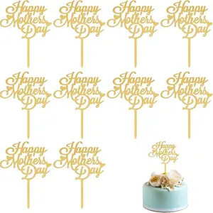 1/5pcs Mother's Day Cake Decorations, Acrylic Happy Mother's Day Cupcake Toppers, Suitable For Birthday, Mother's Day Cake Party Decor