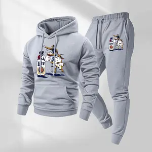Men's Vintage Drink-Themed Hoodie And Sweatpants Set Classic Western Style, Comfortable Men's Sportswear, A Must-Have For Beer Lovers, Perfect For Casual Everyday Wear