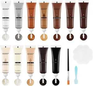 SEISSO Furniture Repair Kit, Wood Touch up Fillers, 12 Colors Wood Filler Paint with color palette, for Touch Up Scratches, Stains, Cracks, Hole, of Wooden Floors, Cabinet, Tables, Carpenters