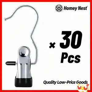 PlayHome 20 Counts Anti-Rust Clip Clothespins Stainless Steel Hanger Ultimate Lightweight Hanging Travel Hanger Organizer for Home & More Space-Saving Magic Pants Jeans Towels Hats Bags Storage Rack with Laundry Hooks