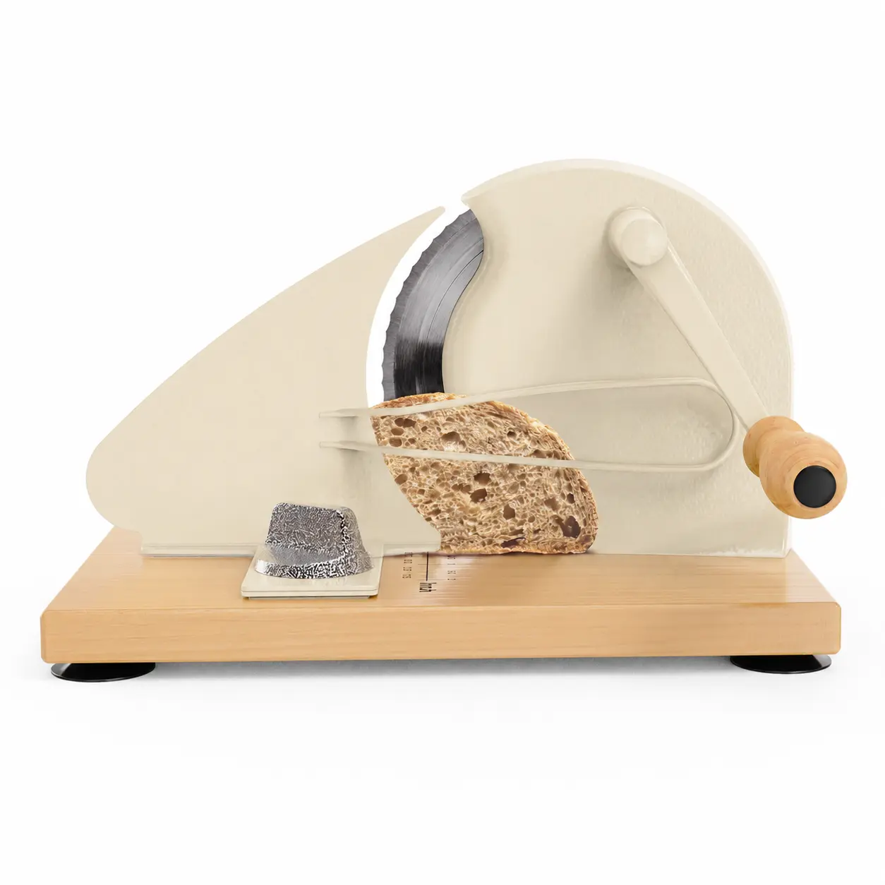 Manual Bread Slicer & Adjustable Thickness for Sourdough. Hand-crank Bread Slicer for Homemade Sourdough Bread, Removable Stainless Steel Blade, Solid Wood Base with 4 Suction Cups, even slicing, Ideal Gift for Baking Lovers.