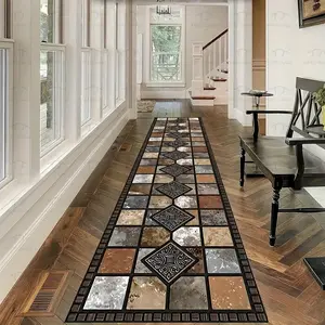 1pc Extra-Long Crystal Velvet Mat with Non-Slip Bottom - Machine Washable Square Floor Mat for Hallway, Bedroom, Kitchen, Bathroom - Multi-Room Decor Mat, Mat for Living Room