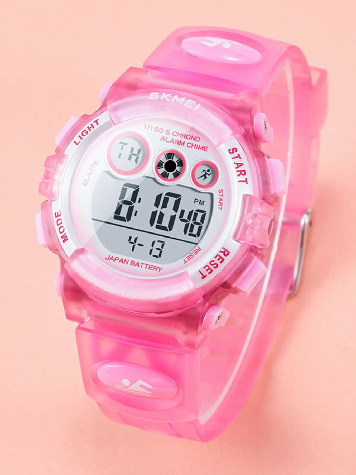 Skmei Sporty Digital Watch, Fashion Waterproof Dial, 5atm Waterproof, Luminous Waterproof Watch, Electronic Movement, Dial, Band, Round Case, Abs Material, 38mm Diameter, Fashionable Digital Watch