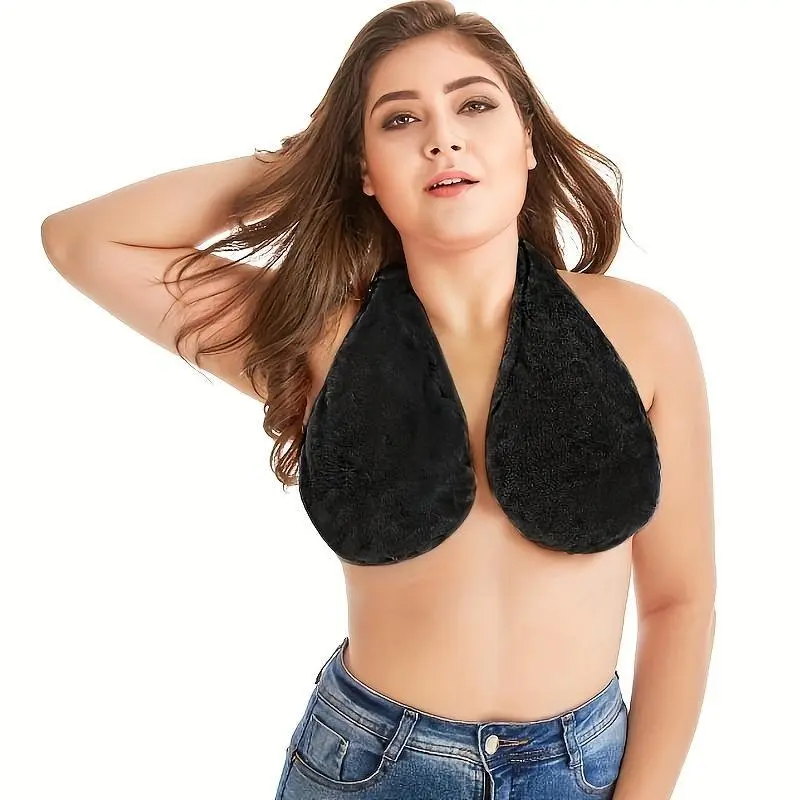 Say Goodbye to Boob Sweat! Absorbent Tata Towel Bra |   Wireless Halter Neck Lounging Bra for Big Busts |   Ultra-Comfortable Post-Shower Bath Towel & Sweat-Proof Sleep Bra