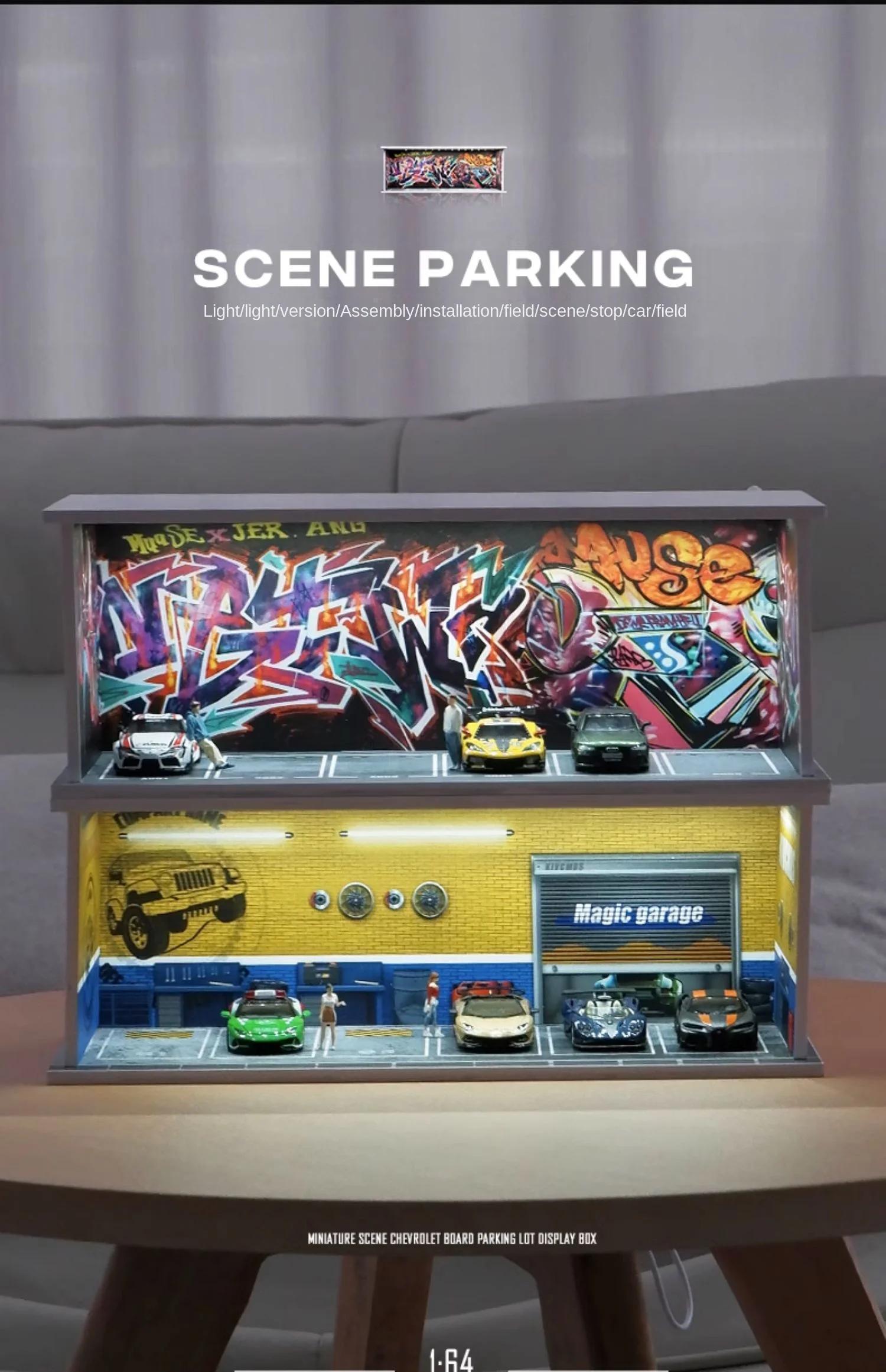 Collector 1/64 Garage Parking Lot Alloy Car Model Car Scene Storage Display Box Car Model Replica Collection Toys for Boys