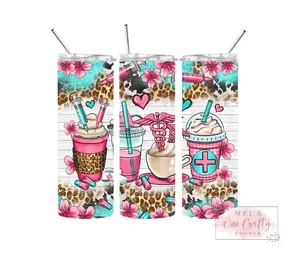 Medical/Nursing Tumbler Designs - Water Bottles with Printed Designs, Includes Straw, Handmade Plastic Drinkware