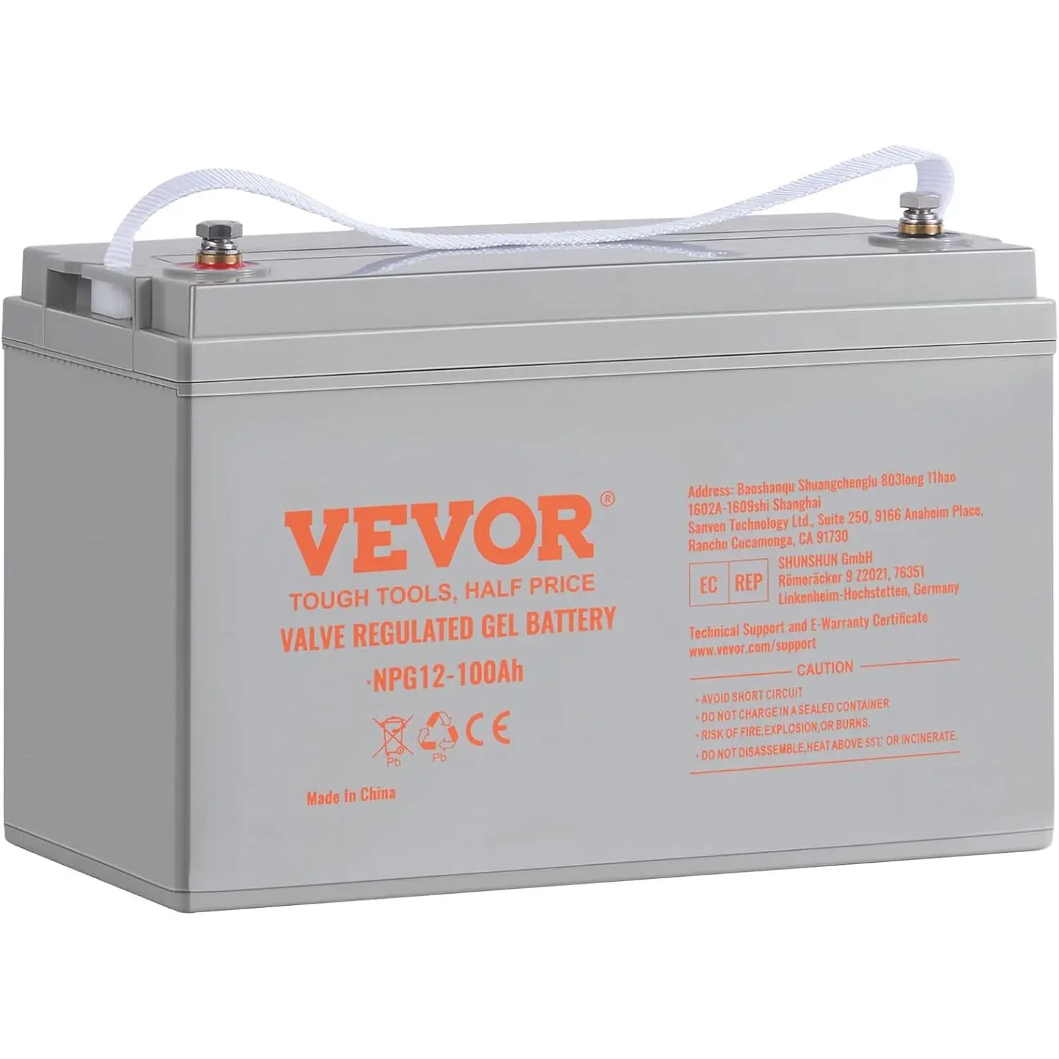 【Summerfinds】VEVOR 12V 100AH Absorbent Glass Mat Deep Cycle Rechargeable DC Battery Backup, 800A High Discharge Rate, Upgraded Replacement, Extended Capacity, Emergency Supply for RV, Trucks, Boat, Solar Off-Grid Systems