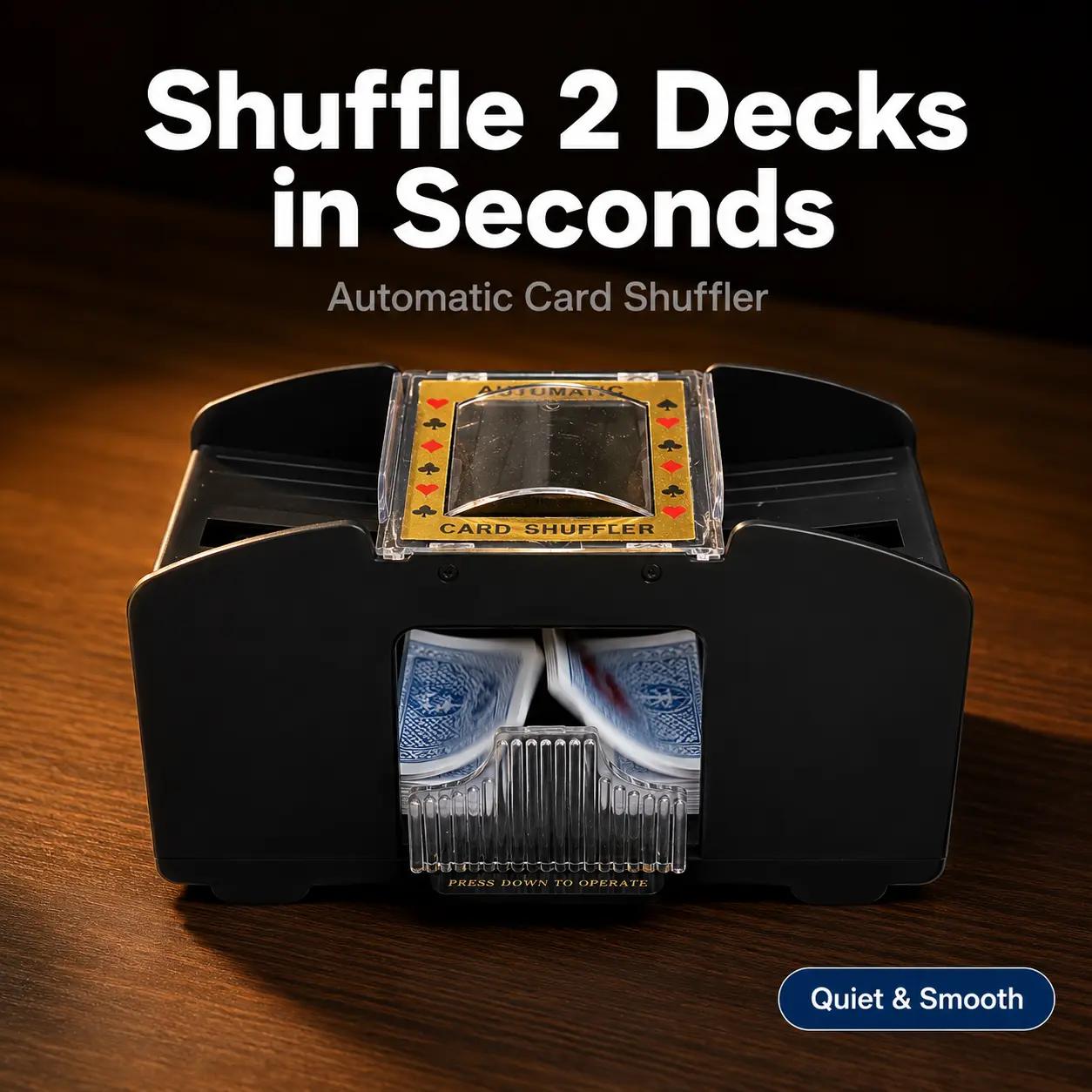 Rechargeable 2-6 Decks Card Shuffler, Automatic USB & Battery Powered Electric Shuffler, Playing Cards, Texas Hold'em, Poker, Home Card Games, Blackjack