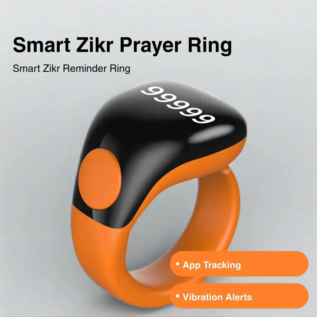 Zikr Ring Intelligent Prayer Counter for Muslims, APP Tracking & Vibration Reminder, Ramadan Islamic Gift, Lithium Button Cell Battery