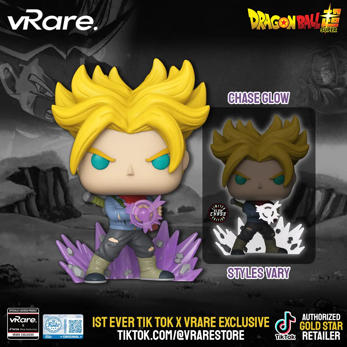 Funko POP Animation: Dragon Ball Super - Super Saiyan Trunks Tik Tok x vRare Exclusive (Styles Vary)