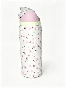 Owala 32oz FreeSip Insulated Drinkware Flask, Cherry Blossom Sakura Print Cute Spring Water Bottle for Everyday Use, Flasks