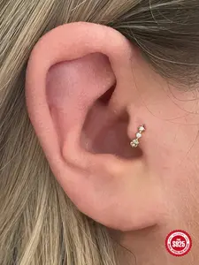 925 Sterling Silver Women's Elegant Rhinestone Decorated Earrings, Exquisite Trendy Earrings, High Quality Earrings, Fashionable Jewelry for Women for Daily & Party Decoration