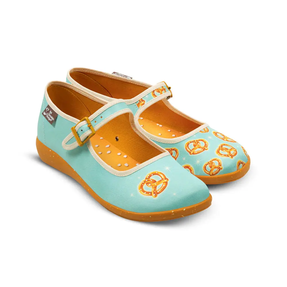 Women's Vegan Mary Jane Shoes, Hot Chocolate Atomic Pretzel Style, R096