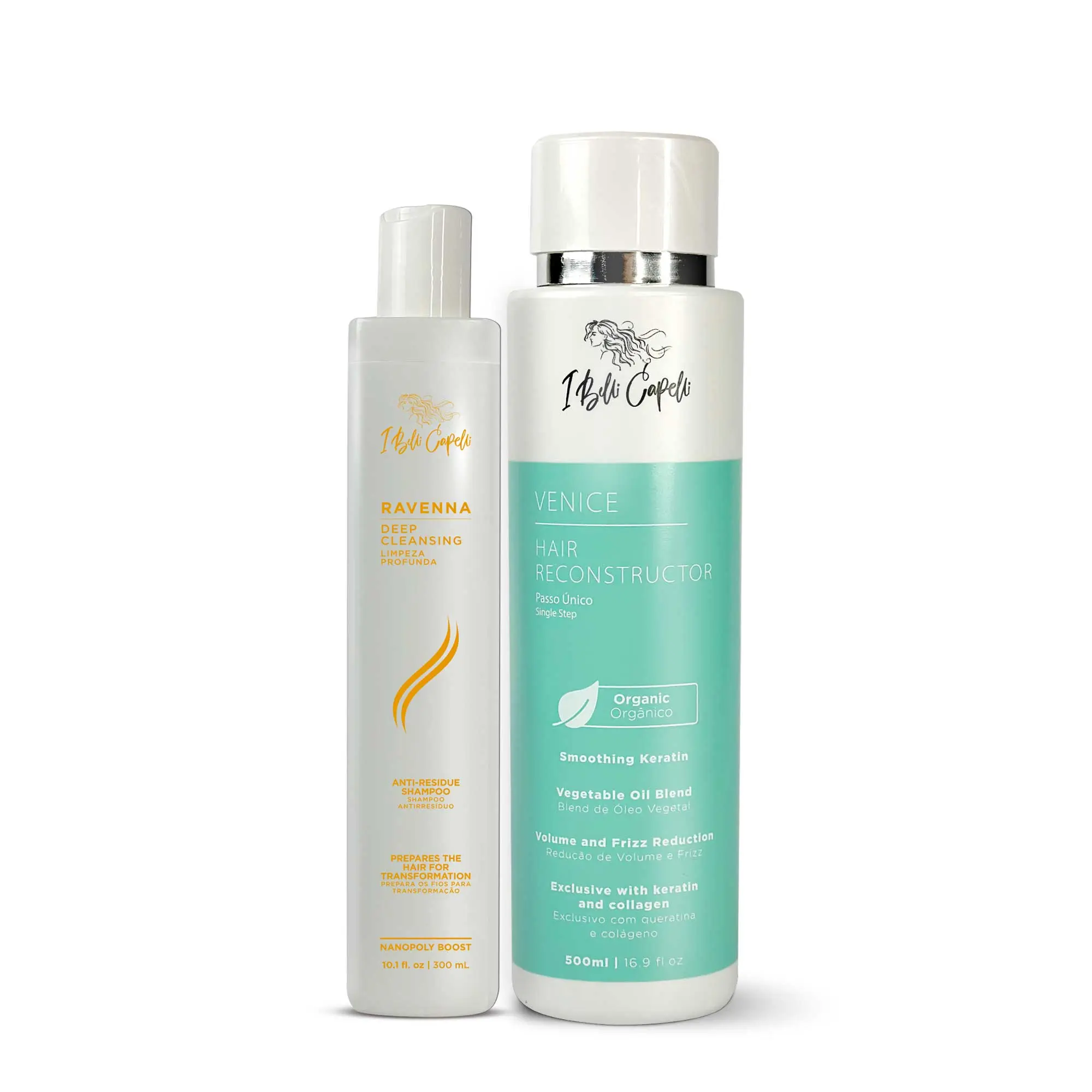 Kit I Belli Capelli Keratin Straightening System + Anti-Residue Shampoo Deep Cleansing Hair Care Gentle Intensive Smoothing Hydrating Haircare Hydration Moisturizing Hydrate Moisture Conditioner Moisturizer