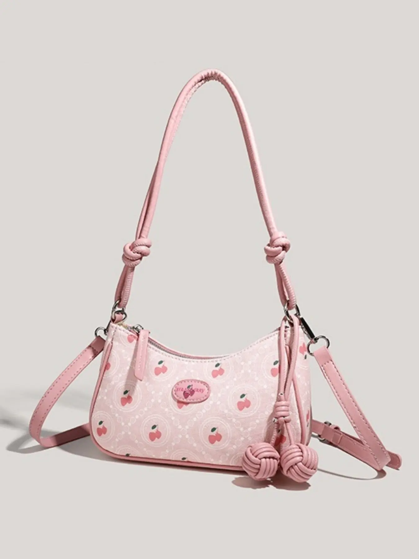 Sweet Strawberry Print Messenger Bag, Elegant Chain Print Design, Fashion Patterned Bag, Perfect for Daily Commute & Dates, Ideal Gift for Graduation & Birthdays, Fashion Crossbody Handbag, Crossbody Shoulder Bag, Crossbody Handbags