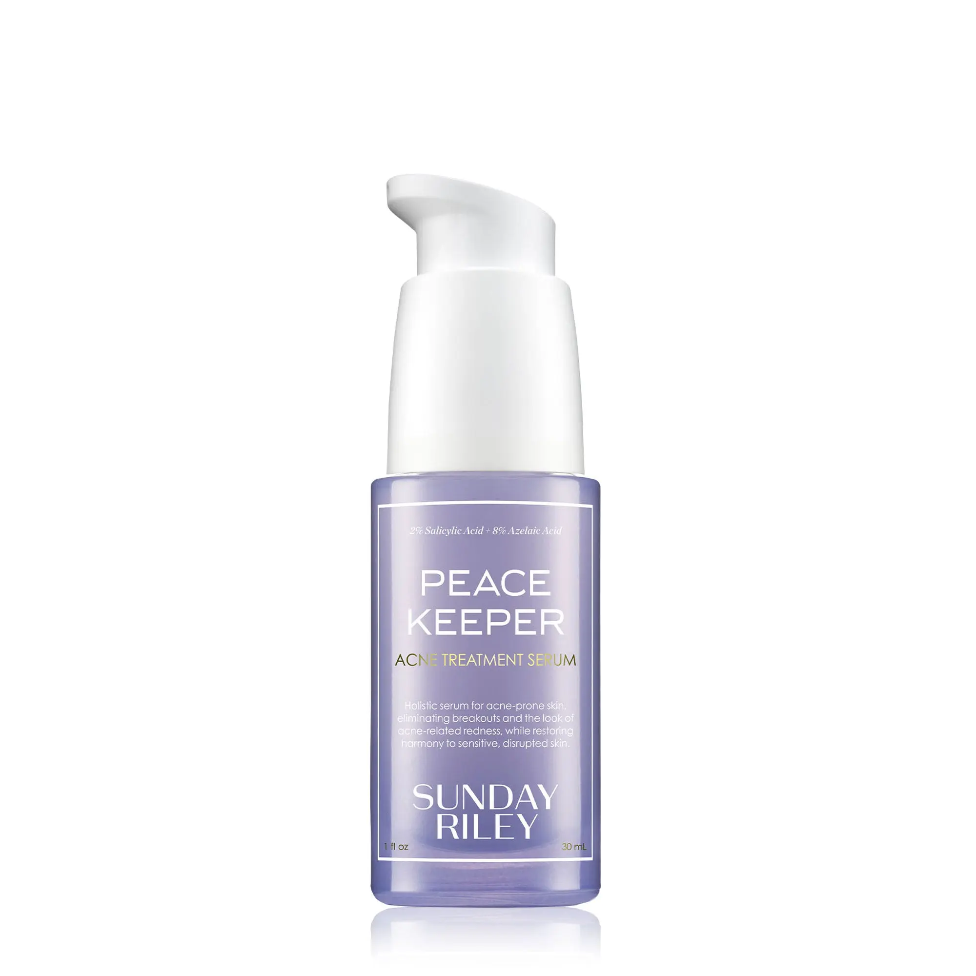 SUNDAY RILEY Peacekeeper Daily Acne Treatment Serum with 2% Salicylic Acid & 8% Azelaic Acid - Calming, Soothing Formula for Breakouts, Redness, Clears Pores, Daily Application